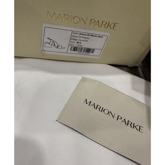 Marion Park Jenna 60 Block Heel Nappa Caramel Leather US Size 10 $550 NIB - Picture 3 of 14